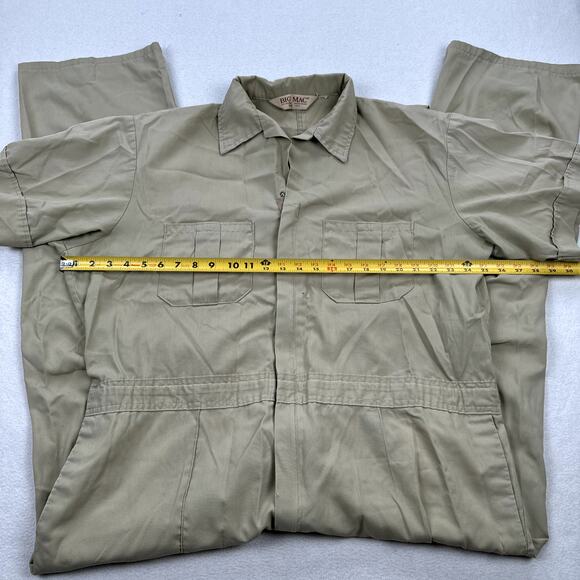 Vintage Big Mac Coveralls Size XL Tan Short Sleeve Straight Leg Utility Work 80s - Picture 4 of 13